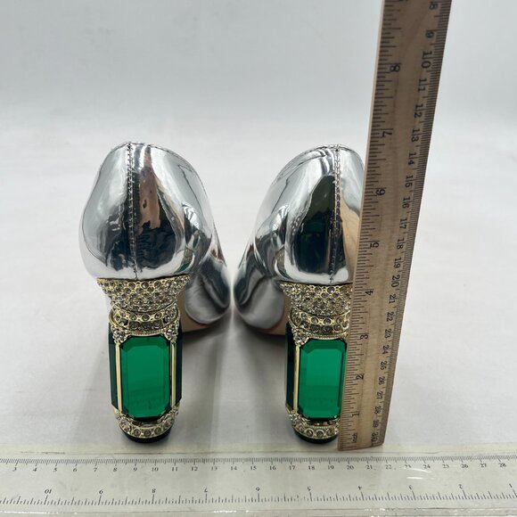 FSJ Silver Bridal Pointed Toe High Heel Crystal Pumps Slip on Wedding Shoes - Picture 5 of 8